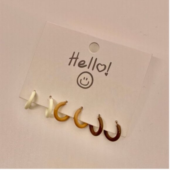 ✨ FREE Hoop Set Neutral Monochrome Boho Peasant Hipster Hippie Art Deco Earrings - Picture 3 of 9